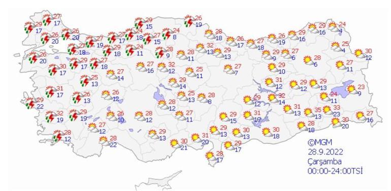 İstanbul dahil birçok ile sağanak uyarısı 28 Eylül 2022 hava durumu