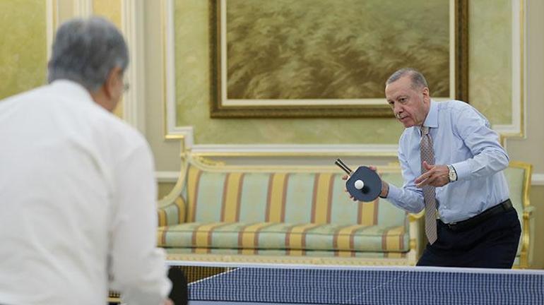 Cumhurbaşkanı Erdoğan mevkidaşı Tokayev’le masa tenisi oynadı
