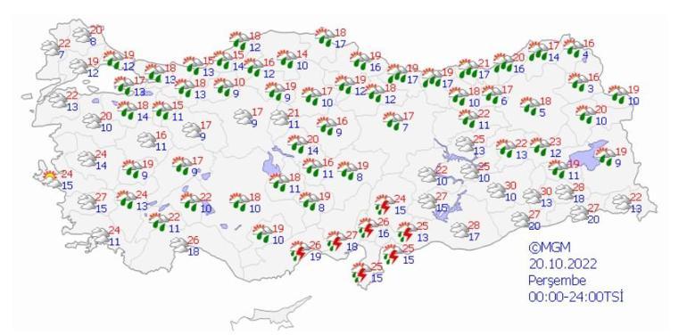 O illere gök gürültülü sağanak yağış uyarısı... 20 Ekim 2022 hava durumu