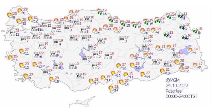Meteorolojiden bazı illere yağış uyarısı geldi 24 Ekim 2022 hava durumu