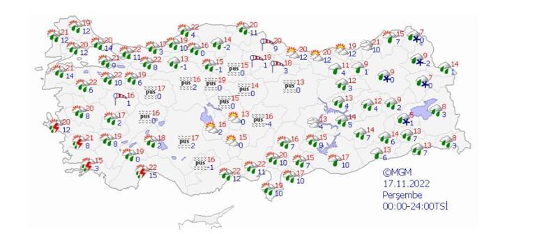 Sağanak ve fırtına nedeniyle 39 kente sarı kodlu uyarı 17 Kasım 2022 hava durumu