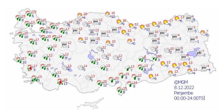 8 Aralık hava durumu: Meteorolojiden üç ile kuvvetli yağış uyarısı