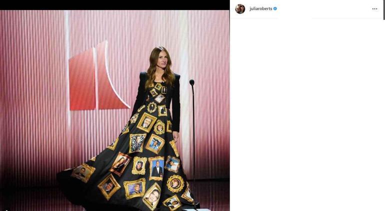 Julia Robertsın George Clooney fotoğraflı elbisesi