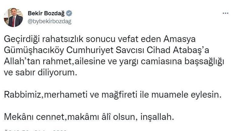 Amasyada savcı evinde ölü bulundu... Bakan Bozdağdan açıklama