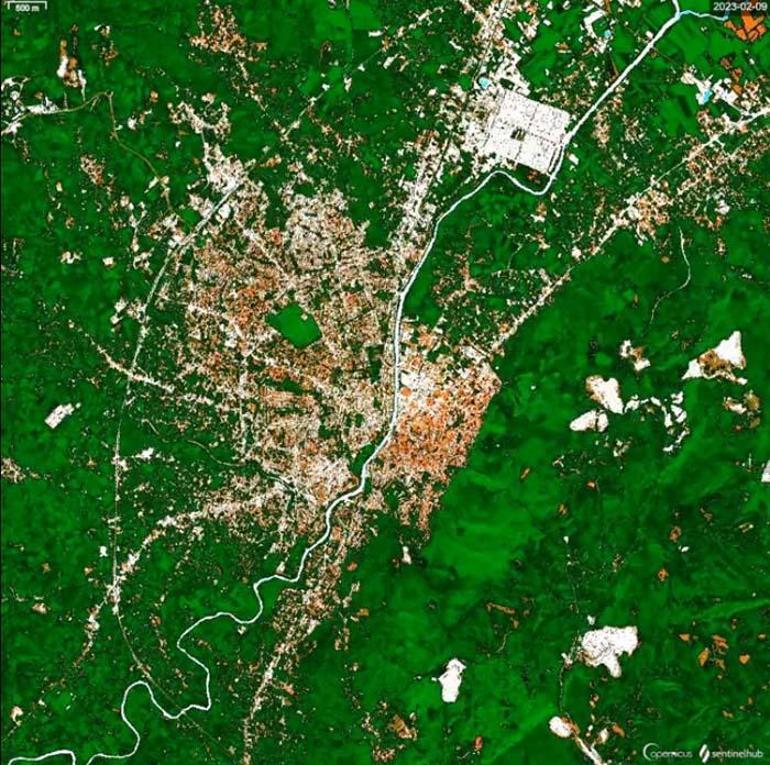 Antakyadaki yıkım, uydu fotoğrafında