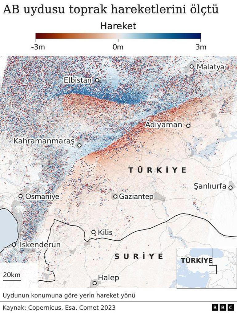 Depremlerin yol açtığı yer hareketleri uzaydan haritalandırıldı