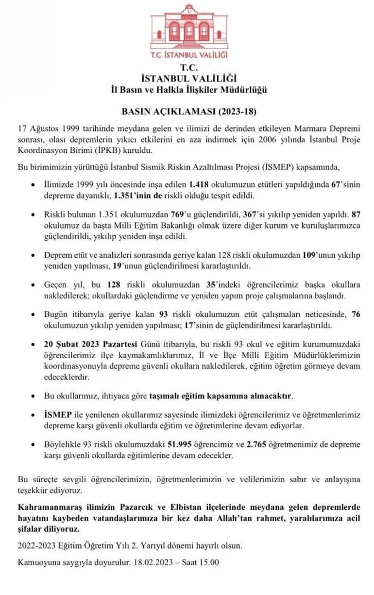 İstanbulda tahliye kararı verilen okullar listesi: İstanbulda hangi okullar tahliye edilecek