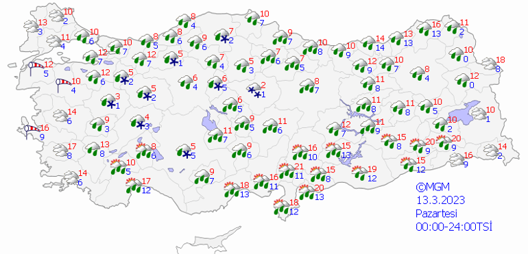 13 Mart hava durumu: Meteorolojiden o illere fırtına uyarısı Bugün hava nasıl olacak