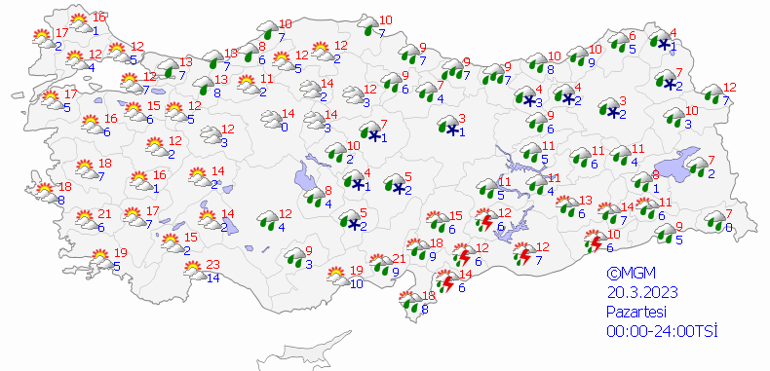 20 Mart hava durumu: Kuvvetli yağış uyarısı Bugün hava nasıl olacak