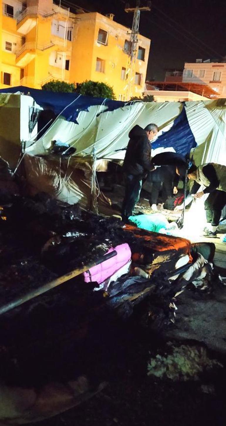 İskenderunda depremzedelerin kaldığı çadırda yangın: 2si ağır 3 yaralı