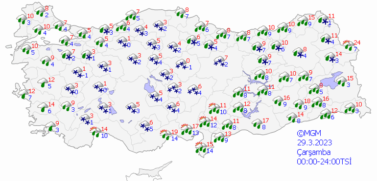 29 Mart hava durumu: Birçok ile kuvvetli yağış, fırtına ve kar uyarısı Bugün hava nasıl olacak