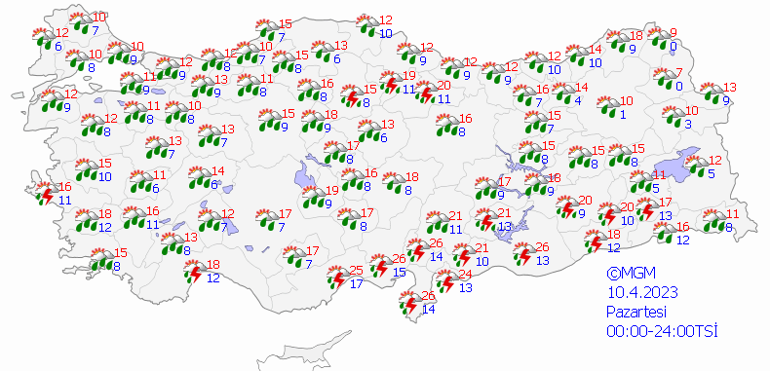 10 Nisan hava durumu: Kuvvetli yağış tüm yurtta etkili olacak Bugün hava nasıl olacak