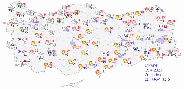 15 Nisan hava durumu: Meteorolojiden o bölgeye fırtına uyarısı Bugün hava nasıl olacak