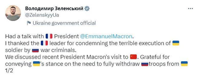 Zelenski, Macron ile telefonda görüştü