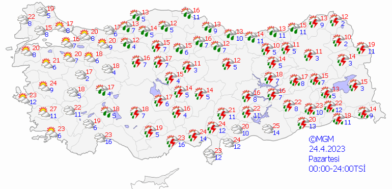 Meteorolojiden kuvvetli yağış uyarısı 24 Nisan hava durumu: Bugün hava nasıl olacak