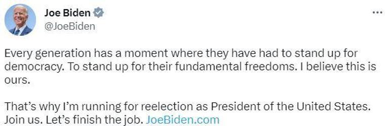 Biden, 2024 ABD başkanlık seçimleri için adaylığını açıkladı