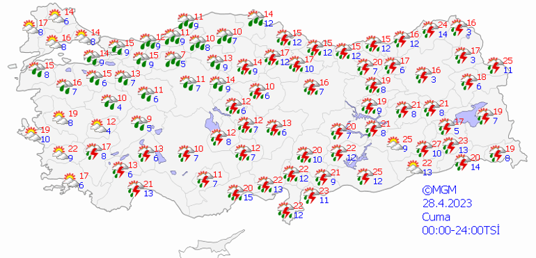 28 Nisan hava durumu: Kuvvetli sağanak bekleniyor Bugün hava nasıl olacak