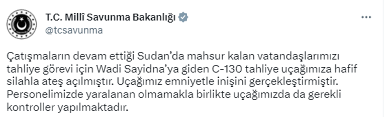 Son dakika... Sudana giden Türk uçağına saldırı