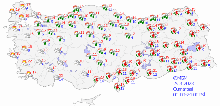 29 Nisan hava durumu: 22 kente sarı kodlu sağanak uyarısı Bugün hava nasıl olacak