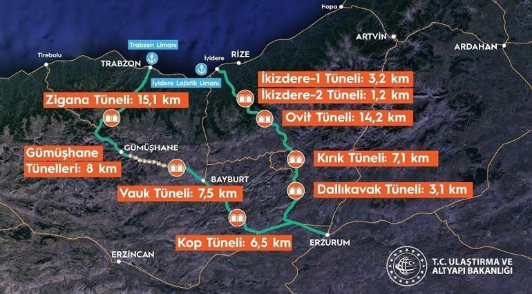 Zigana Tüneli nerede, kaç km Zigana Tüneli hangi illeri birbirine bağlıyor Zigana Tüneli güzergahı
