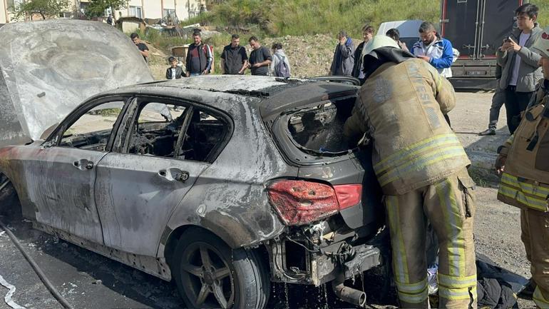 Maltepe’de seyir halindeki otomobilde yangın