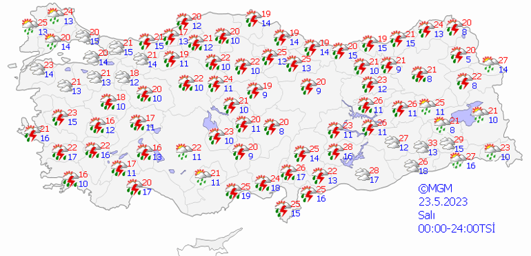 23 Mayıs hava durumu: 2 ile turuncu kodlu uyarı Bugün hava nasıl olacak