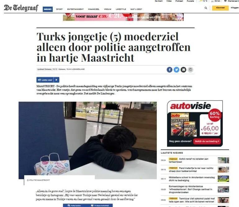 Depremzede olduğunu söyleyen 5 yaşındaki Türk çocuk, Hollandada tek başına bulundu