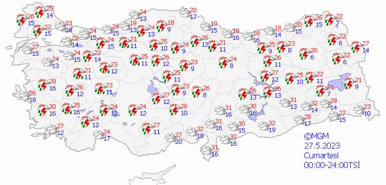 27 Mayıs hava durumu: O illerde kuvvetli olacak Bugün hava nasıl olacak