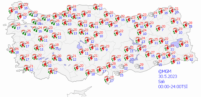 30 Mayıs hava durumu: O ilde kuvvetli yağış etkili olacak Bugün hava nasıl olacak