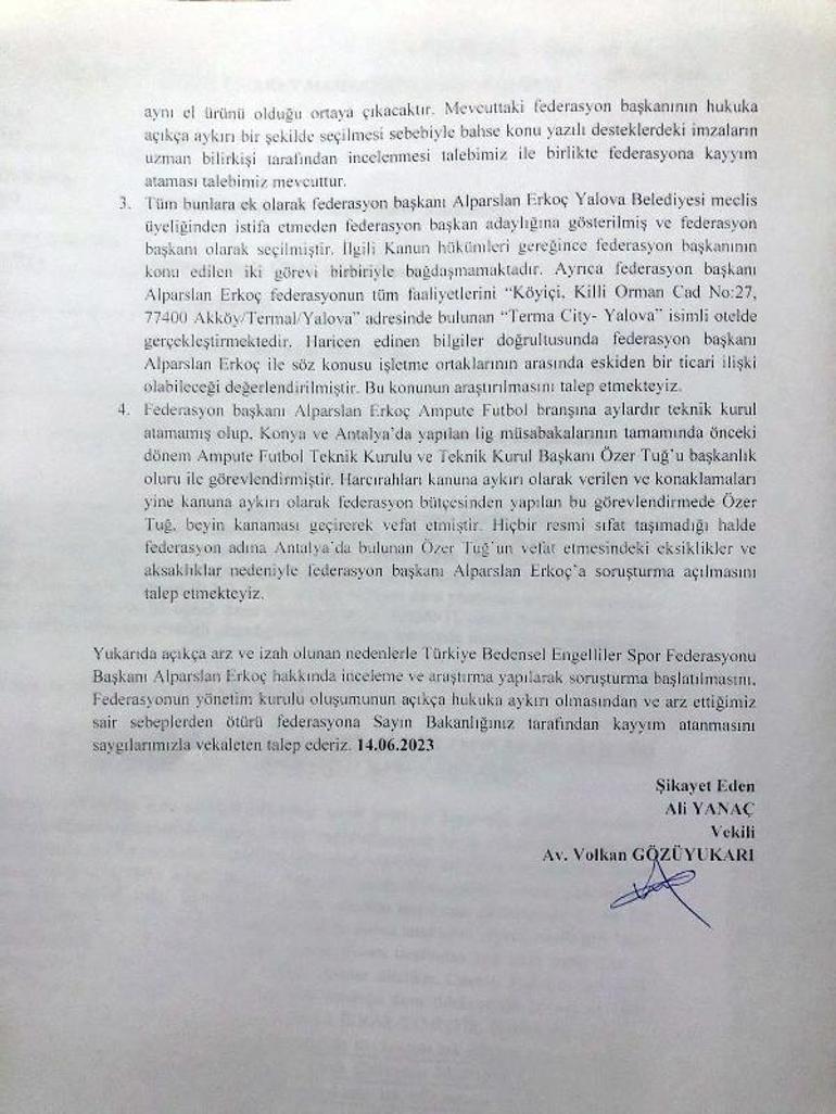 TBESF Başkanı Alparslan Erkoç hakkında soruşturma başlatıldı