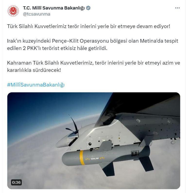 MSB: 2 terörist etkisiz hale getirildi