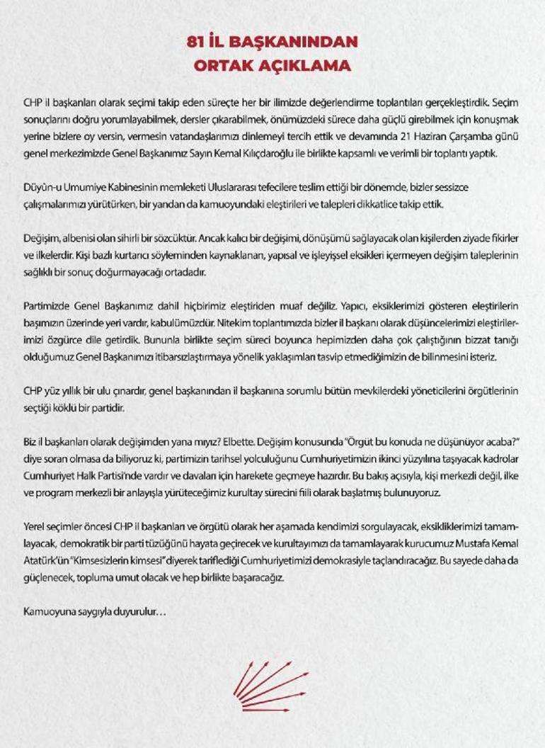 İl başkanları İmamoğlu mu Kılıçdaroğlu mu dedi 81 il başkanı açıklamasının kodları ne