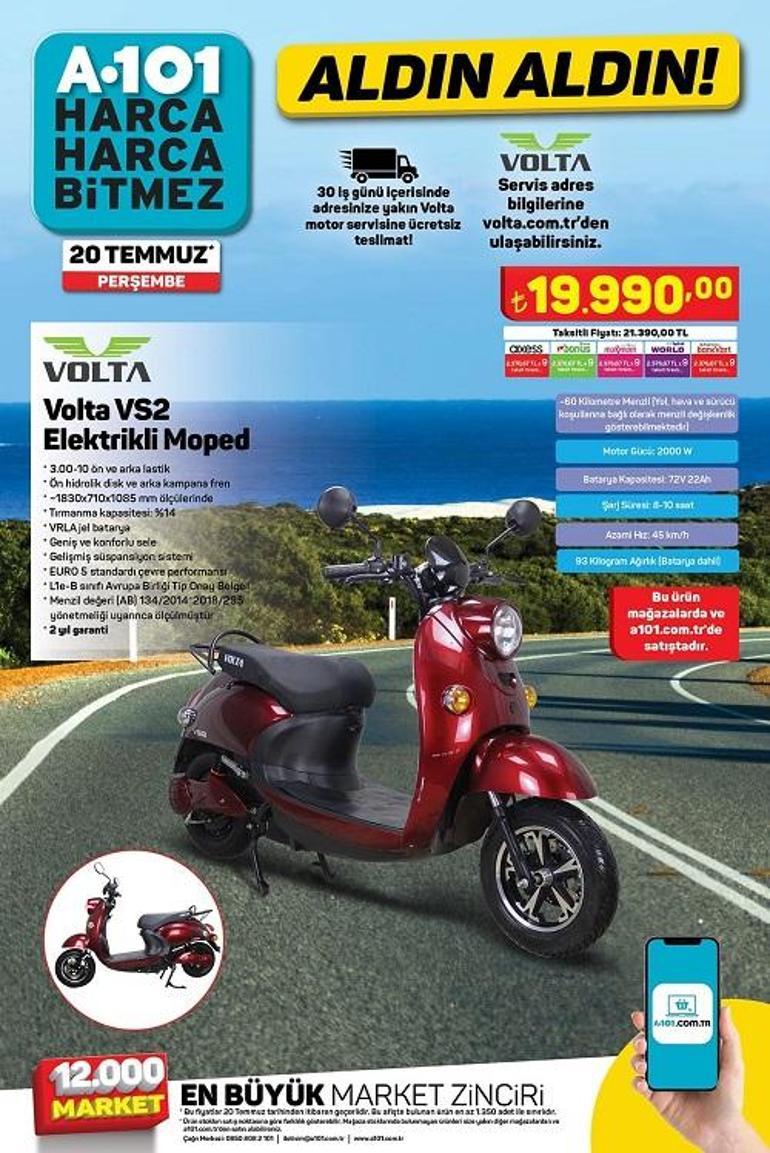 20 Temmuz A101 kataloğu 2023 Elektrikli Moped fiyatı ne kadar