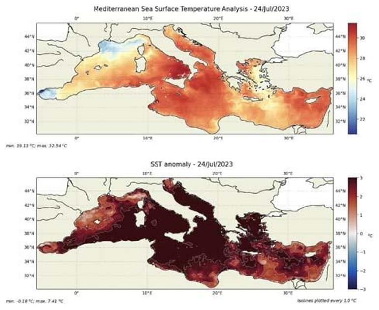 Akdenizin yüzey suyu sıcaklığında rekor seviye