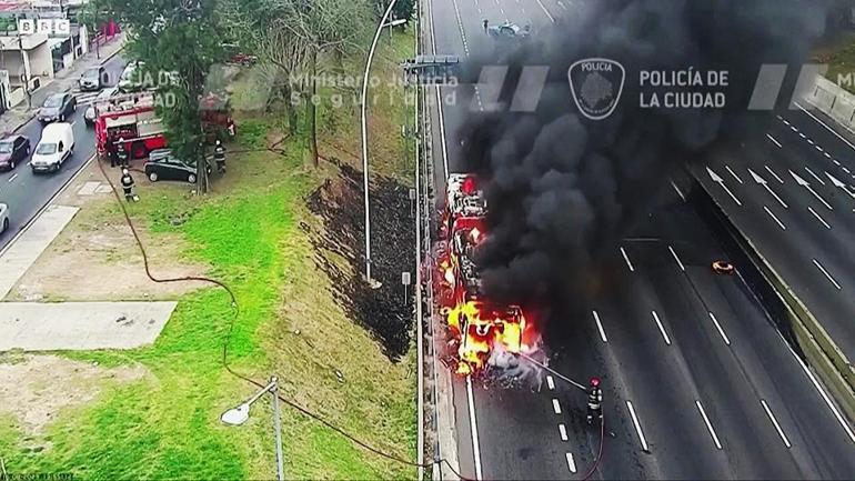 Arjantinde korkutan otobüs yangını
