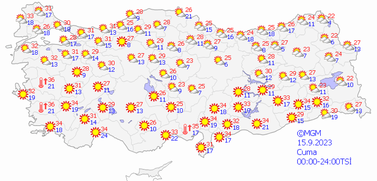 Yağışlı hava yerini sıcak havaya bırakıyor 15 Eylül hava durumu: Bugün hava nasıl olacak