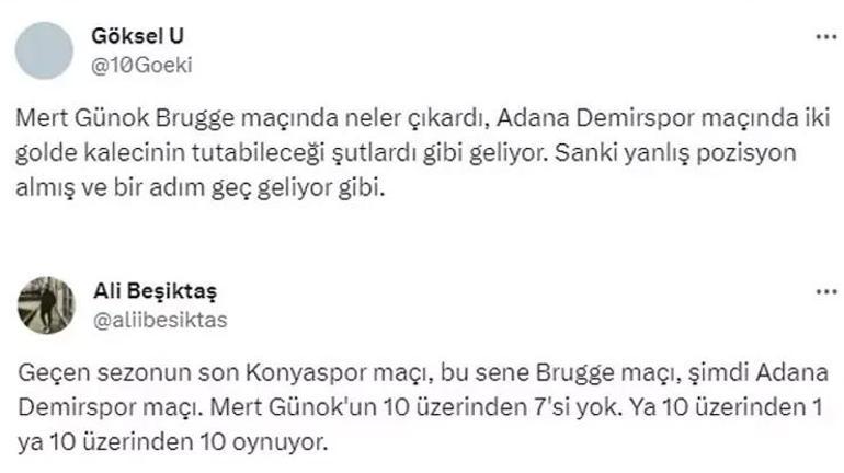 Beşiktaşta Mert Günok gerçeği Brugge maçını kurtardı, Adanada yıkıldı