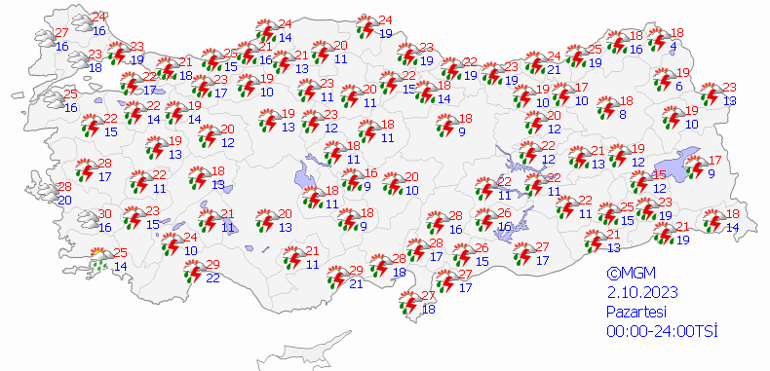 İstanbul ve birçok ile sağanak ve sel uyarısı 2 Ekim hava durumu: Bugün hava nasıl olacak