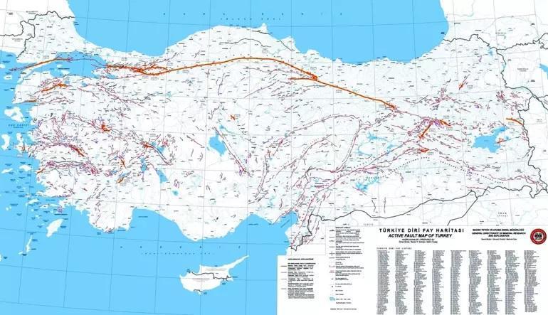 Türkiye Fay Hattı Haritası 2024 MTA diri fay hatları hangi illerden geçiyor AFAD Türkiye Deprem Tehlike Haritası sorgulama
