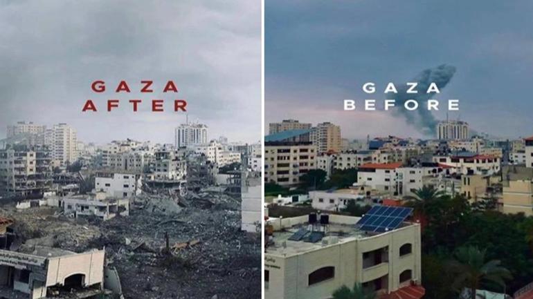İsrailin Gazzede bıraktığı enkaz: 7 Ekim öncesi ve sonrası