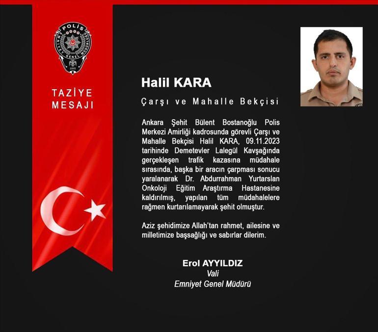 Ankarada çarşı ve mahalle bekçisi, trafik kazasında şehit oldu