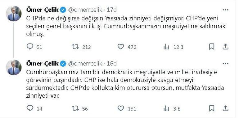 AK Parti Sözcüsü Çelik: CHPde ne değişirse değişsin Yassıada zihniyeti değişmiyor