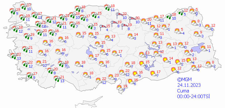 O illerde kuvvetli yağış etkili olacak 24 Kasım hava durumu: Bugün hava nasıl olacak