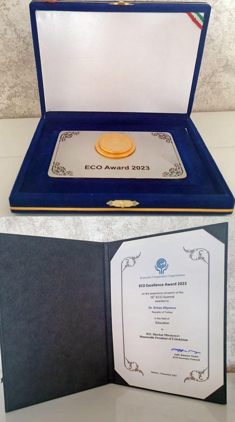 Rektör Afyoncu “Ekonomik İşbirliği Teşkilatı tarafından ödüle layık görüldü