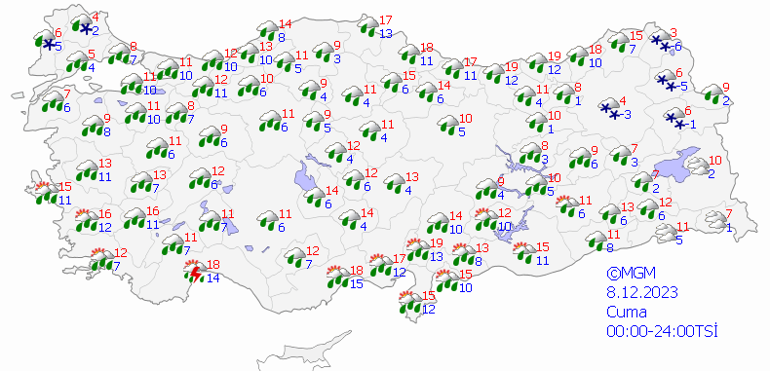 14 ile sarı ve turuncu kodlu uyarı 8 Aralık hava durumu: Bugün hava nasıl olacak