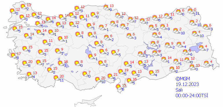 Mevsim normalleri üzerinde 19 Aralık hava durumu: Bugün hava nasıl olacak