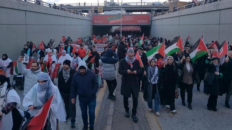 Ankarada büyük Gazze yürüyüşü