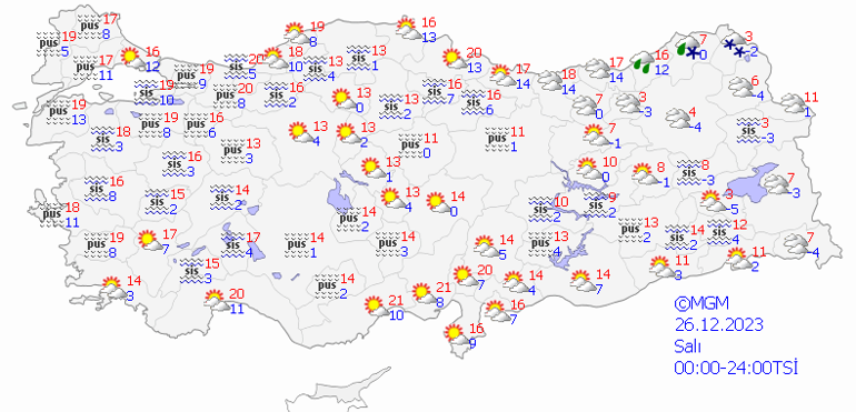 Birçok ile sis, pus uyarısı Bugün hava nasıl olacak 26 Aralık 2023 hava durumu