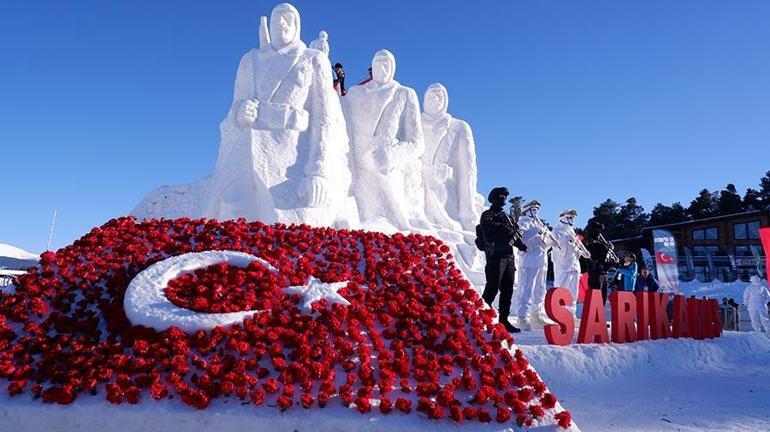 Sarıkamış Harekatının 109. yılı: 90 bin şehit için kardan heykeller yapıldı