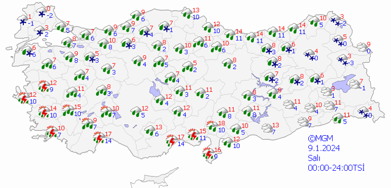 Kar, kış kapıda Bugün hava nasıl olacak 9 Ocak 2024 hava durumu